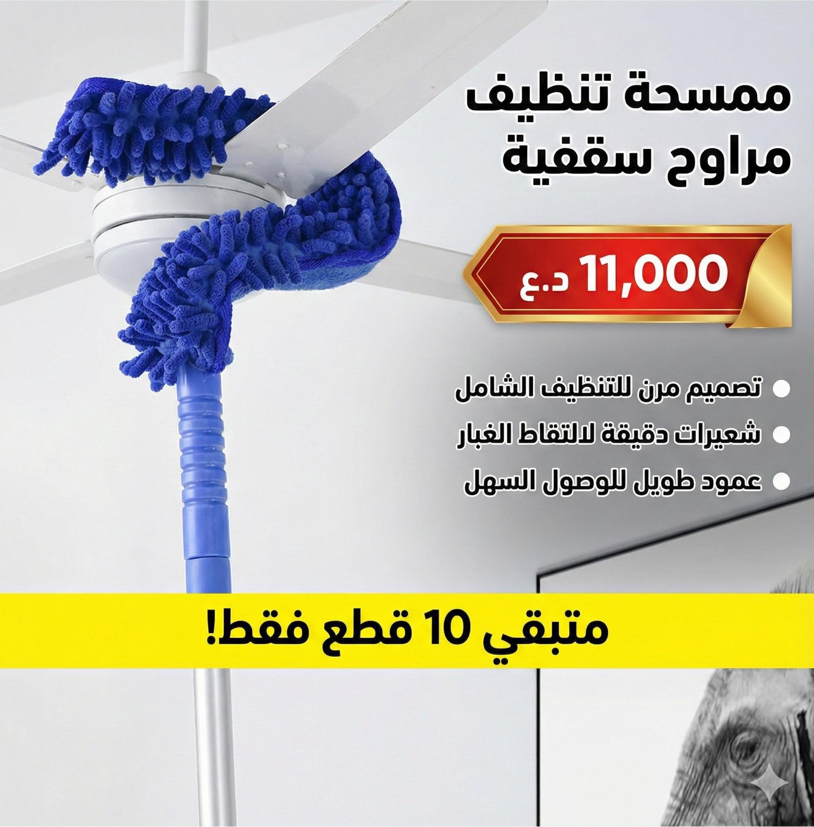 ممسحة طويلة للمراوح 